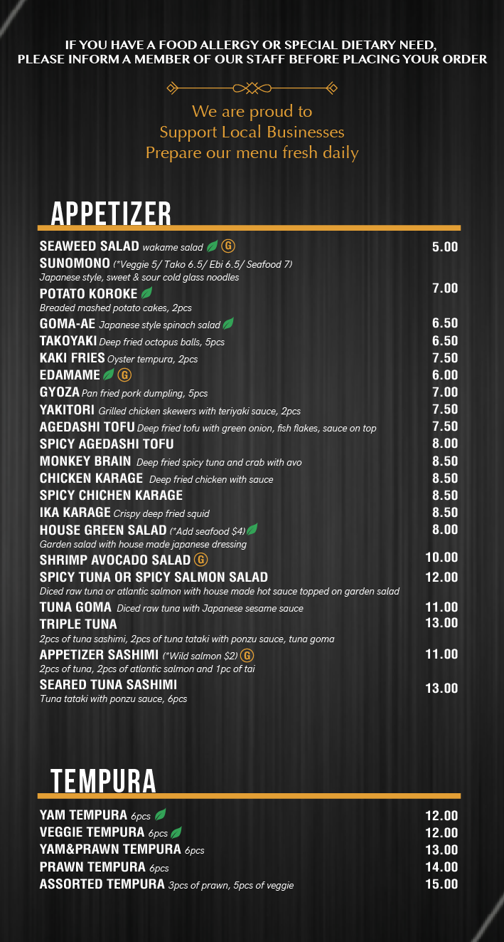 appetizer and tempura